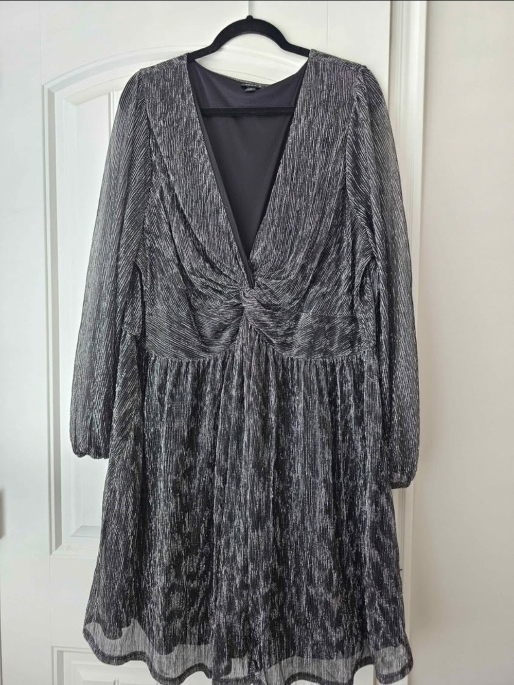 torrid Silver and Black Twist-Front Midi Dress